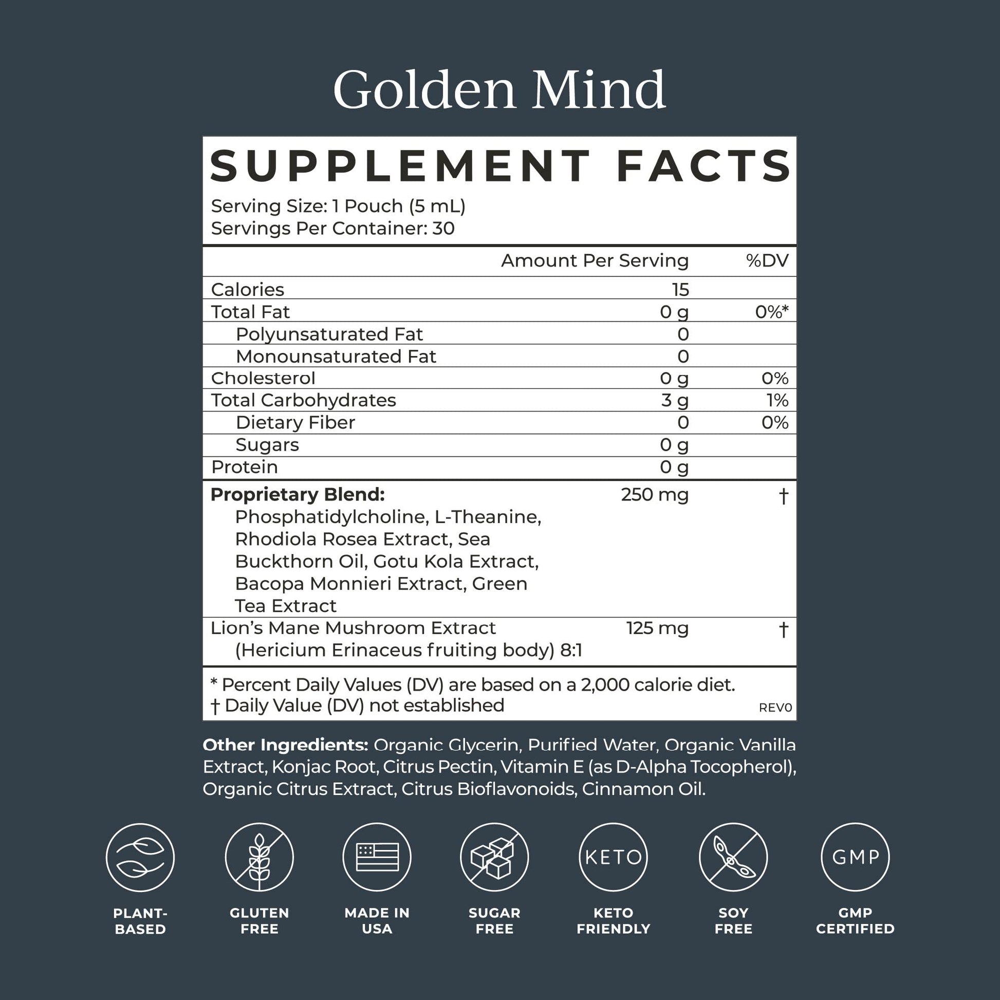 CYMBIOTIKA Golden Mind Nootropic - Boosts Focus, Memory, Alertness, Supports Nervous System with Bacopa, Green Tea, Lion’s Mane, L-Theanine, Rhodiola | 30 Pouches CYMBIOTIKABuy Supplements Australia