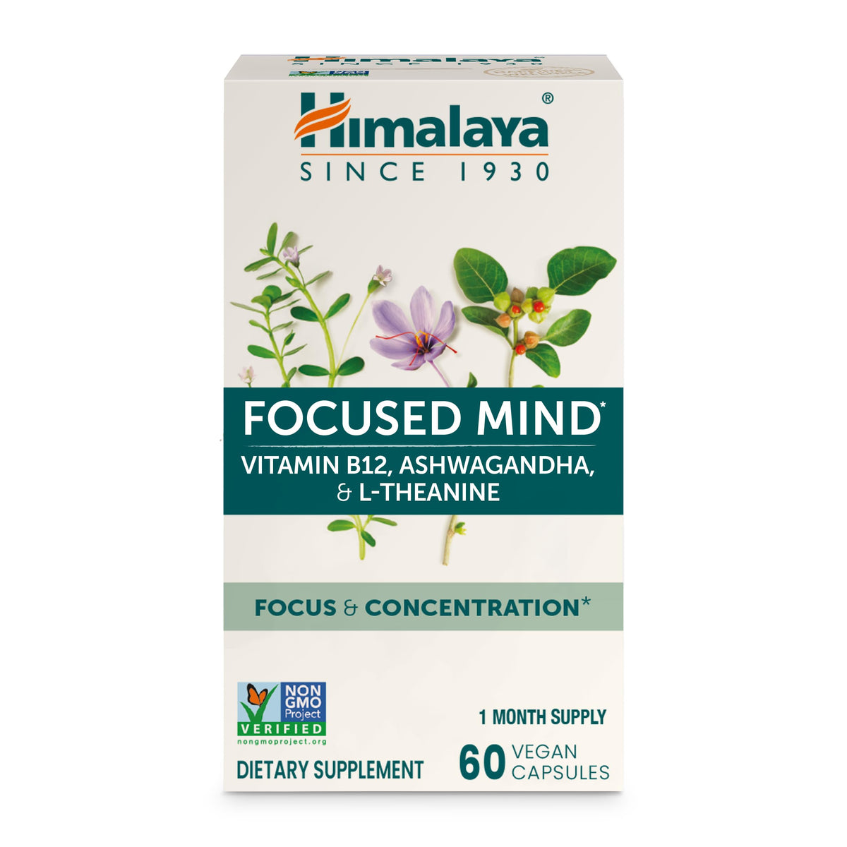 Himalaya Focused Mind Supplement, with Ashwagandha, Bacopa & L-Theanine for Attention, Focus and Energy Support, 60 Vegan Capsules, Gluten Free, 1 Month Supply HimalayaBuy Supplements Australia