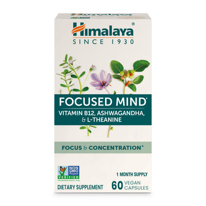 Himalaya Focused Mind Supplement, with Ashwagandha, Bacopa & L-Theanine for Attention, Focus and Energy Support, 60 Vegan Capsules, Gluten Free, 1 Month Supply HimalayaBuy Supplements Australia