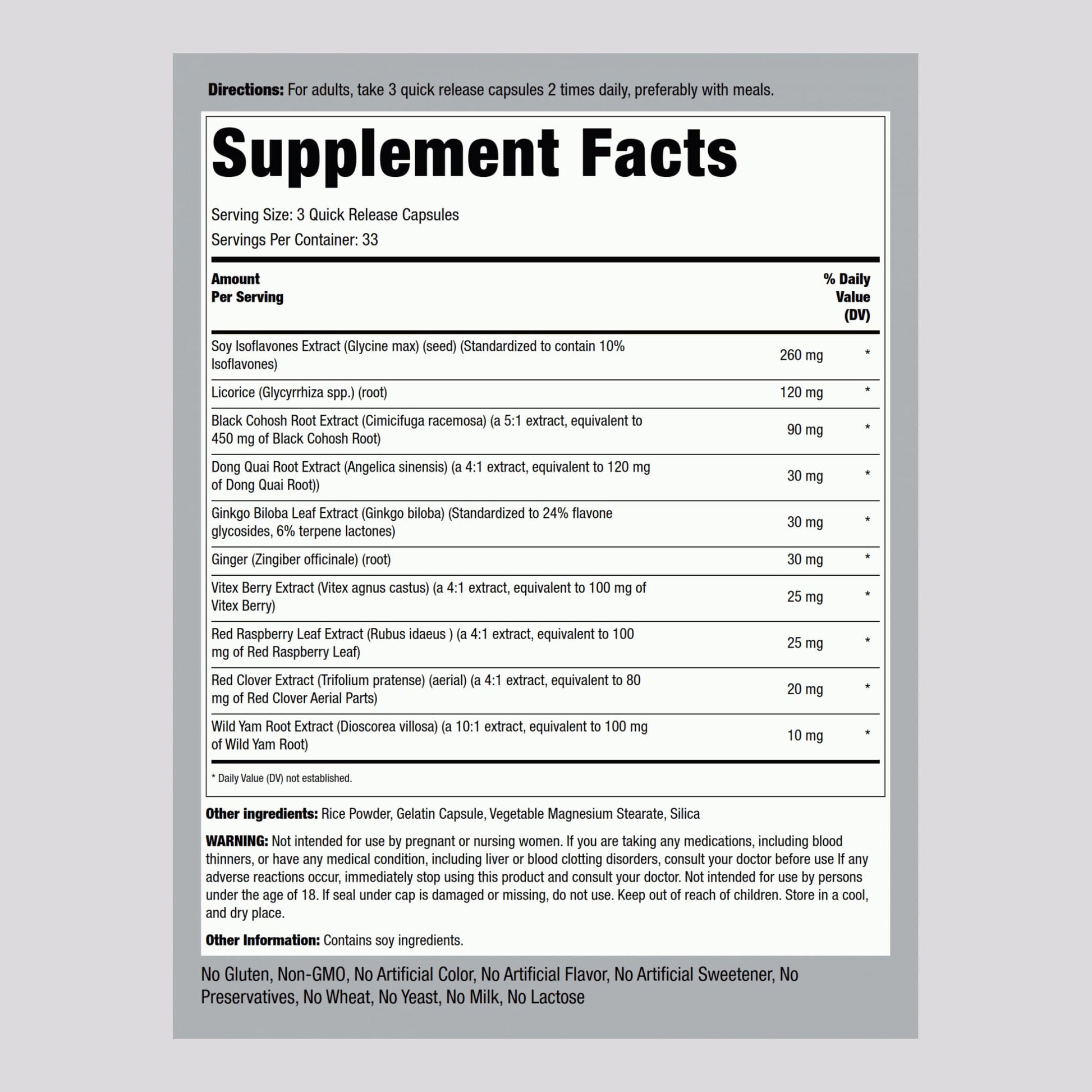 Piping Rock Menopause Ease Supplement | 100 Capsules | Advanced Support for Women | with Black Cohosh and Wild Yam | Non-GMO, Gluten Free Piping RockBuy Supplements Australia