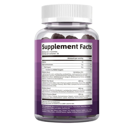 Migcopat Pre Post Probiotics Gummies, 5 in 1 Probiotic Prebiotic Postbiotic Digestive Enzymes with Fiber, 120 Billion CFU Probiotics Complete Gut Support, Sugar Free, Vegan, BlackBerry Flavor, 60 Cts MigcopatBuy Supplements Australia