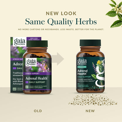 Gaia Herbs Adrenal Health Daily Support - Herbal Supplement with Ashwagandha, Holy Basil & Schisandra - Help Maintain Healthy Energy & Stress Levels* - 60 Vegan Liquid Phyto-Caps (30 Servings) Gaia HerbsBuy Supplements Australia