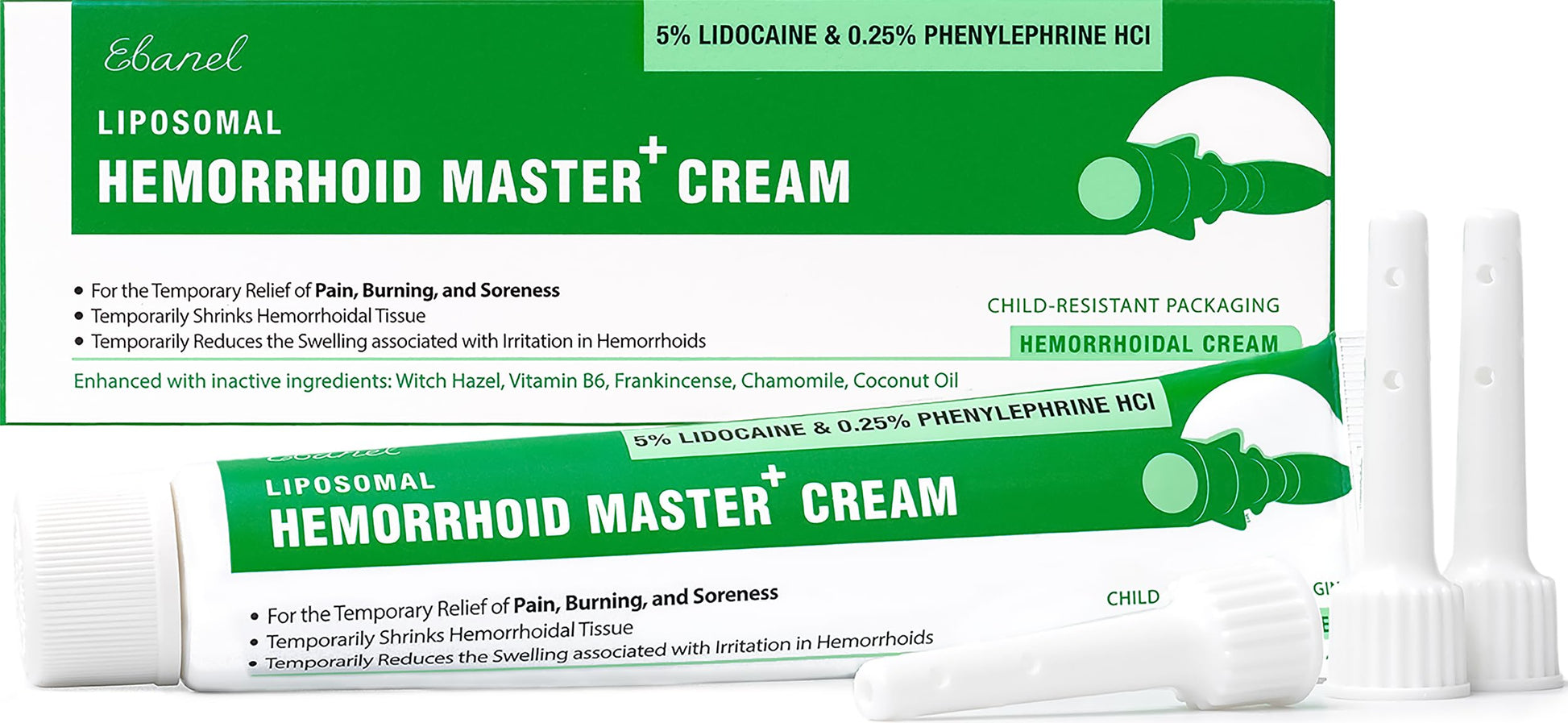 Ebanel 5% Lidocaine Hemorrhoid Treatment Cream with Witch Hazel, Phenylephrine, Horse Chestnut, Vitamin B6, Zinc Oxide, External and Internal Hemorrhoids Treatment Burn Itch Pain Relief Anal Cream Ebanel buy supplements Au