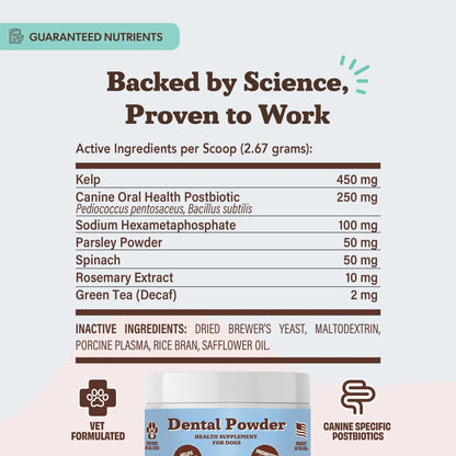 Natural Dog Company Dental Powder for Dogs – Freshens Breath & Helps Reduce Plaque & Tartar, Natural No-Brushing Canine Oral Health Postbiotic Supplement, Vet Formulated, Made in USA, 30-Day Supply Natural Dog CompanyBuy Supplements Australia