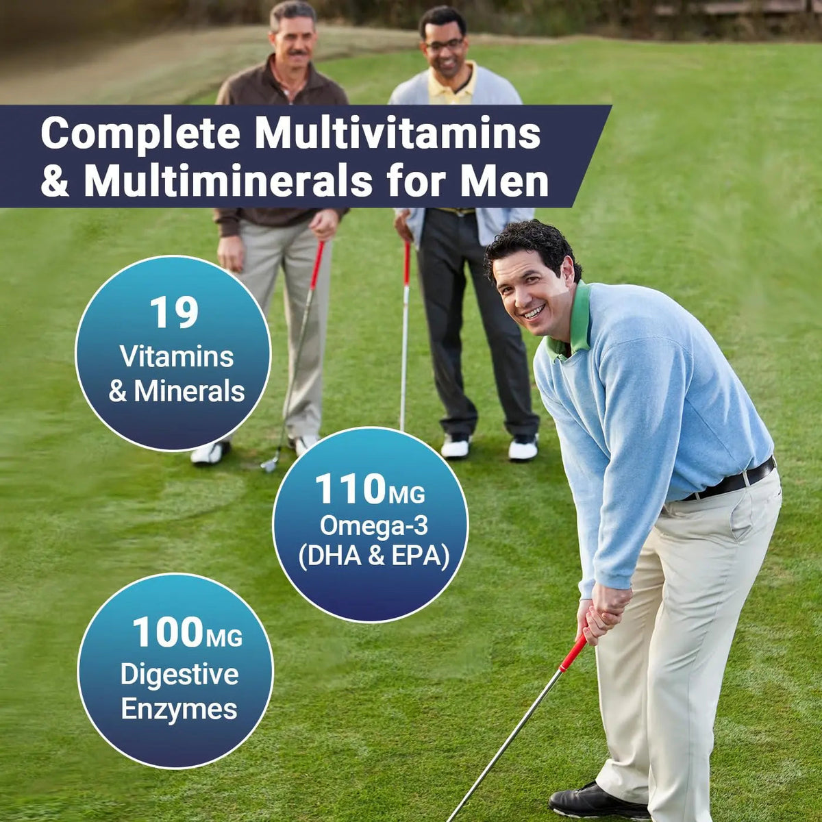 Mens Multivitamins Gummies, Methylated Multivitamin with Vitamins A C D K E, B Complex, Omega-3, Digestive Enzymes, Lycopene Wiszeen