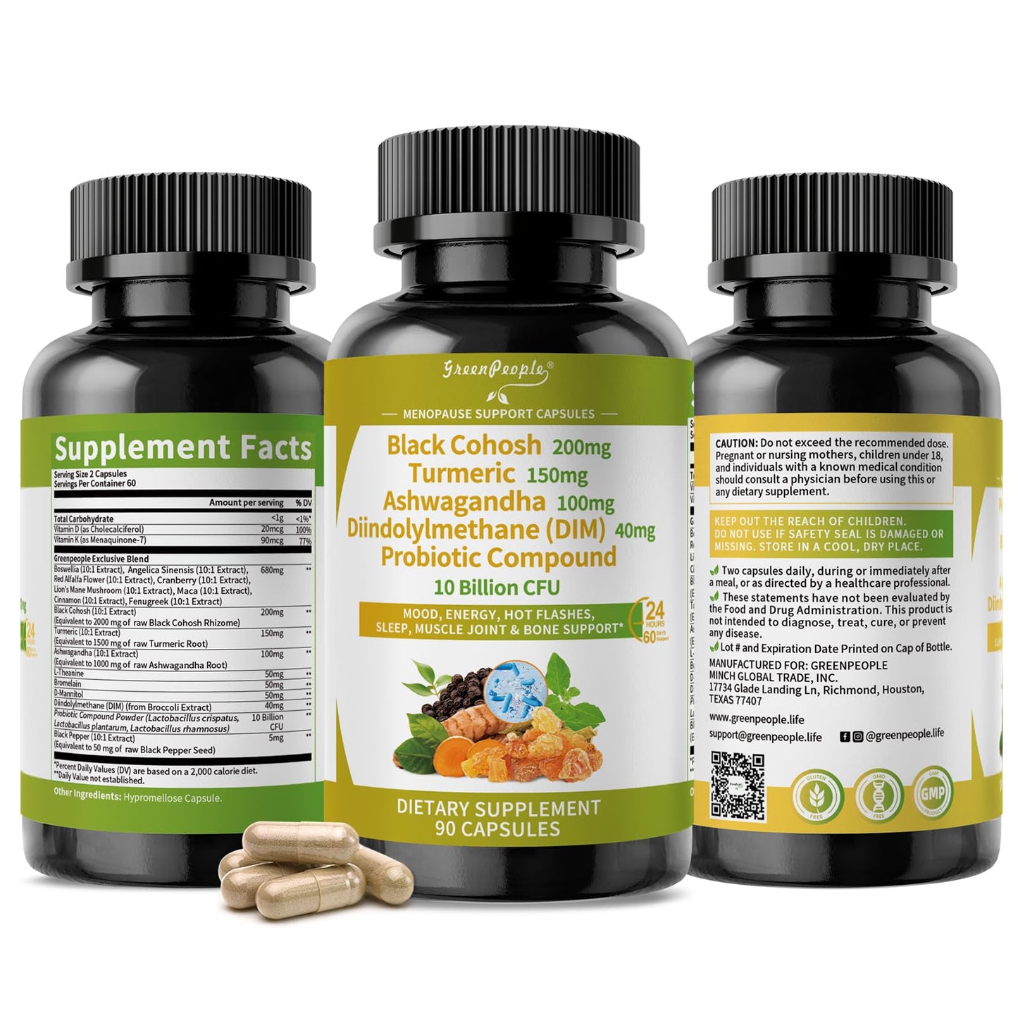 GREENPEOPLE Menopause Supplements for Women - Black Cohosh & Ashwagandha for Hot Flashes, Night Sweats, Mood Swings, Hormonal Balance Support,10 Billion CFU Probiotic - 120 Capsules Vegan Gluten-Free GREENPEOPLEBuy Supplements Australia