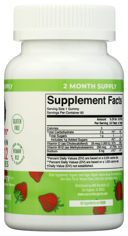 Mary Ruth's Vitamin D3 & B12 Gummies, 60 CT MARYRUTH'SBuy Supplements Australia