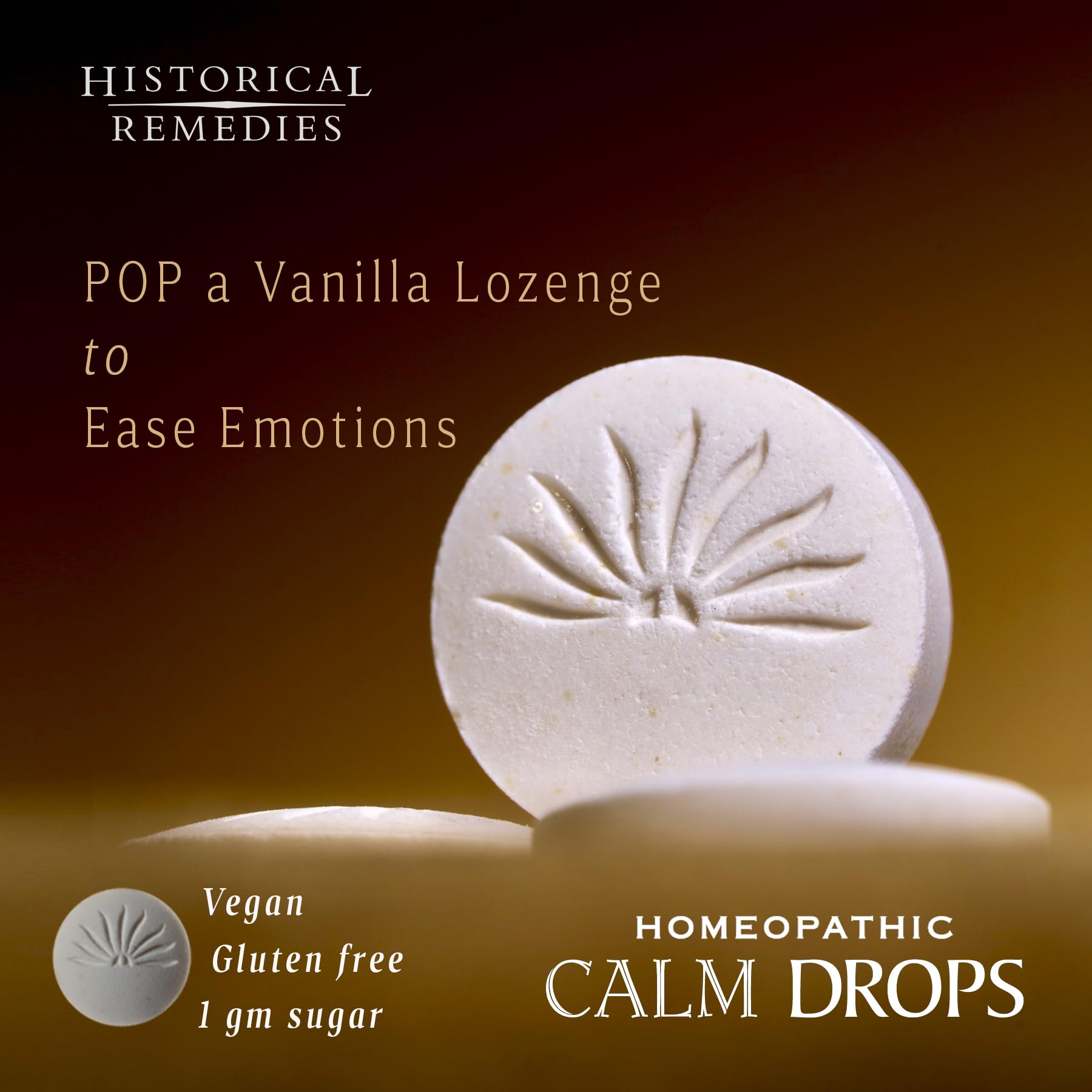 Historical Remedies Calm Drops Homeopathic Lozenges (1 Pack)| Natural Care for Emotional Stress Relief, Vegan & Gluten-Free Organic Vanilla Flavor Drops to Promote Relaxation and a Sense of Calm Historical Remedies buy supplements Au