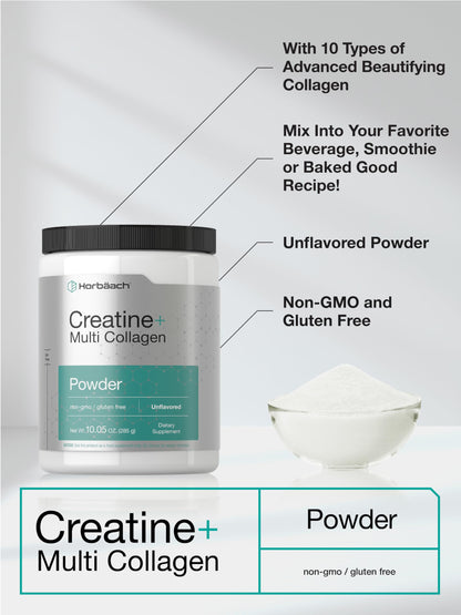 Horbäach Creatine Monohydrate Powder | with Collagen and L-Taurine | 10.05 oz | Unflavored | for Women and Men | Non-GMO, Gluten Free HorbäachBuy Supplements Australia