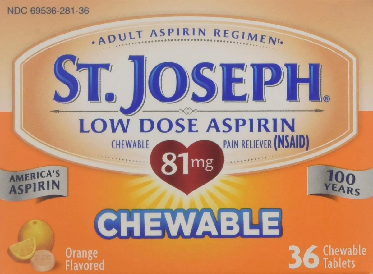 St. Joseph Orange Chewable 81mg Aspirin, 36 Tablets (Pack of 6) St. JosephBuy Supplements Australia