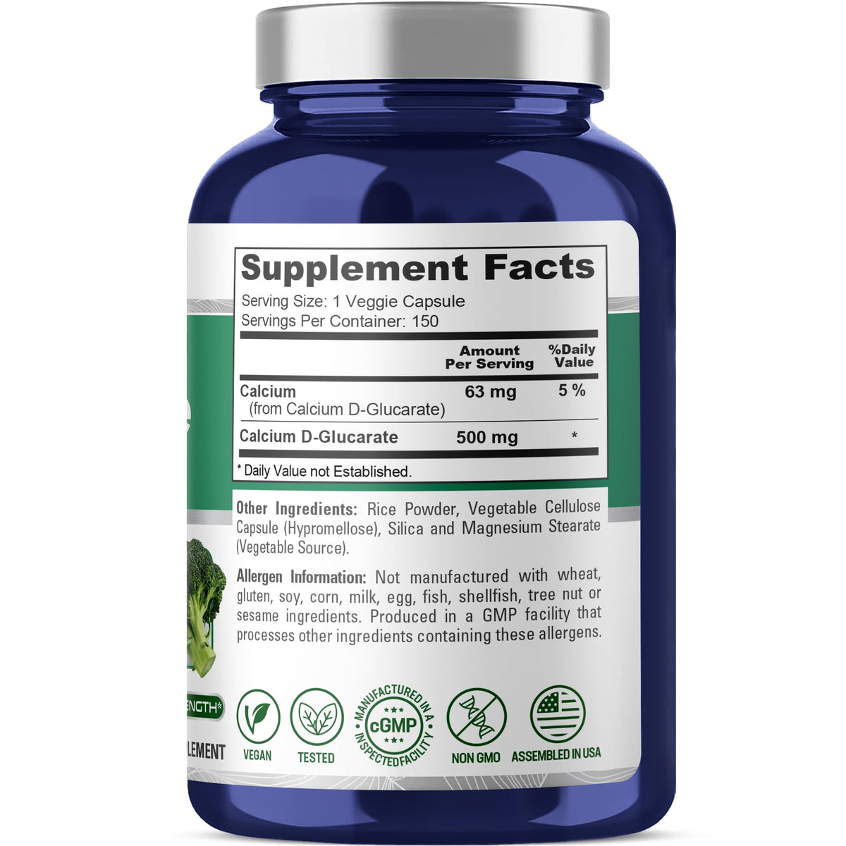 NusaPure Calcium D-Glucarate 500 mg 150 Veggie Caps, Vegan, Non-GMO, Gluten-Free NusaPureBuy Supplements Australia