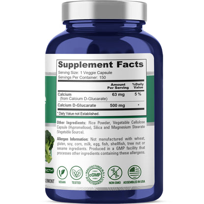 NusaPure Calcium D-Glucarate 500 mg 150 Veggie Caps, Vegan, Non-GMO, Gluten-Free NusaPureBuy Supplements Australia