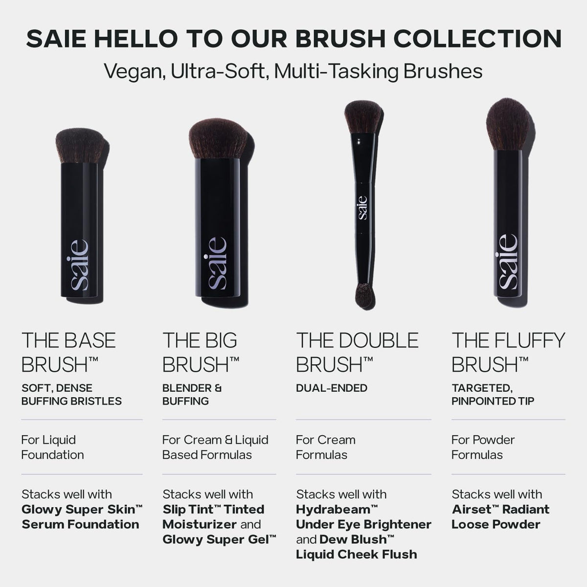 Saie Sun Melt Duo - The Big Brush - Soft, Multi-Use Liquid + Cream Makeup Brush With Synthetic Bristles Bundled With Sun Melt Bronzer in Tan Bronze - Buildable Cream Contour with Velvet Finish (1 oz) SaieBuy Supplements Australia