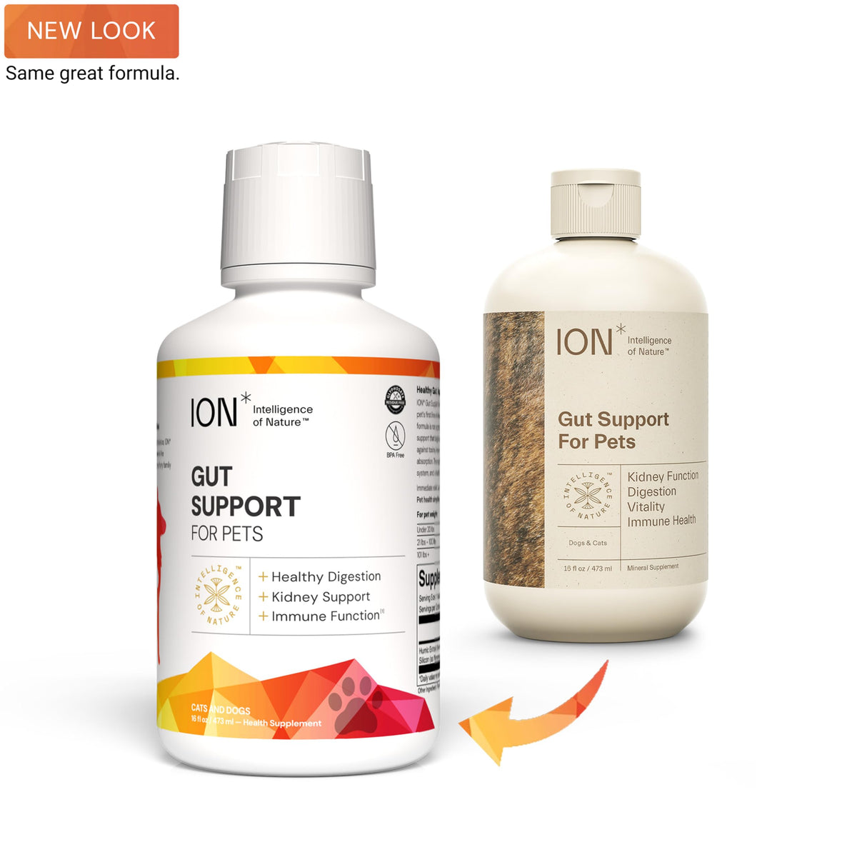 ION* Intelligence of Nature Gut Support For Pets - Liquid Probiotics Drops Alternative for Dogs & Cats, Digestive Health for Puppies, Skin & Hair Health - 16 fl oz (Pack of 1)