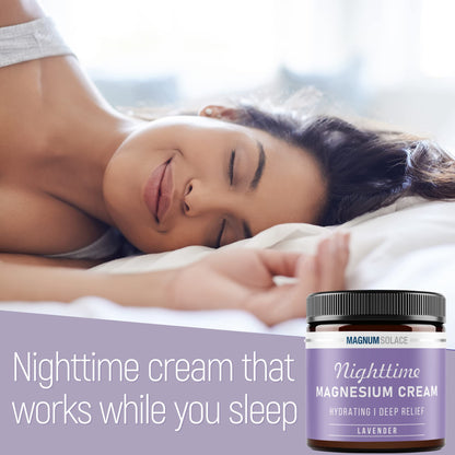 Magnum Solace Magnesium Lotion – Nighttime Magnesium Cream – Apply to Legs, Arms or Chest - Topical Magnesium Chloride – USA Made and Safe for Kids (Lavender) Magnum SolaceBuy Supplements Australia