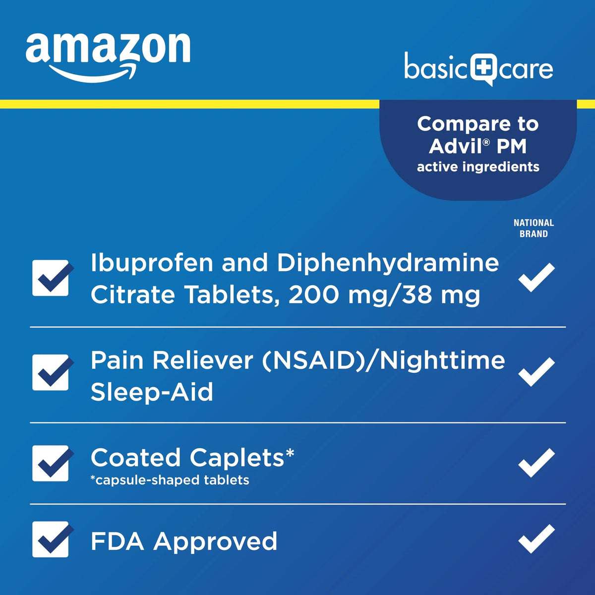 Amazon Basic Care Ibuprofen PM, Ibuprofen 200 mg and Diphenhydramine Citrate 38 mg, Pain Reliever and Nighttime Sleep-Aid, Capsule-Shaped Tablets, 120 Count Amazon Basic CareBuy Supplements Australia