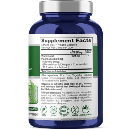 NusaPure Wormwood Capsules 2000mg | Artemisia Annua Herb | 200 Count | Non-GMO & Vegan Supplement NusaPureBuy Supplements Australia