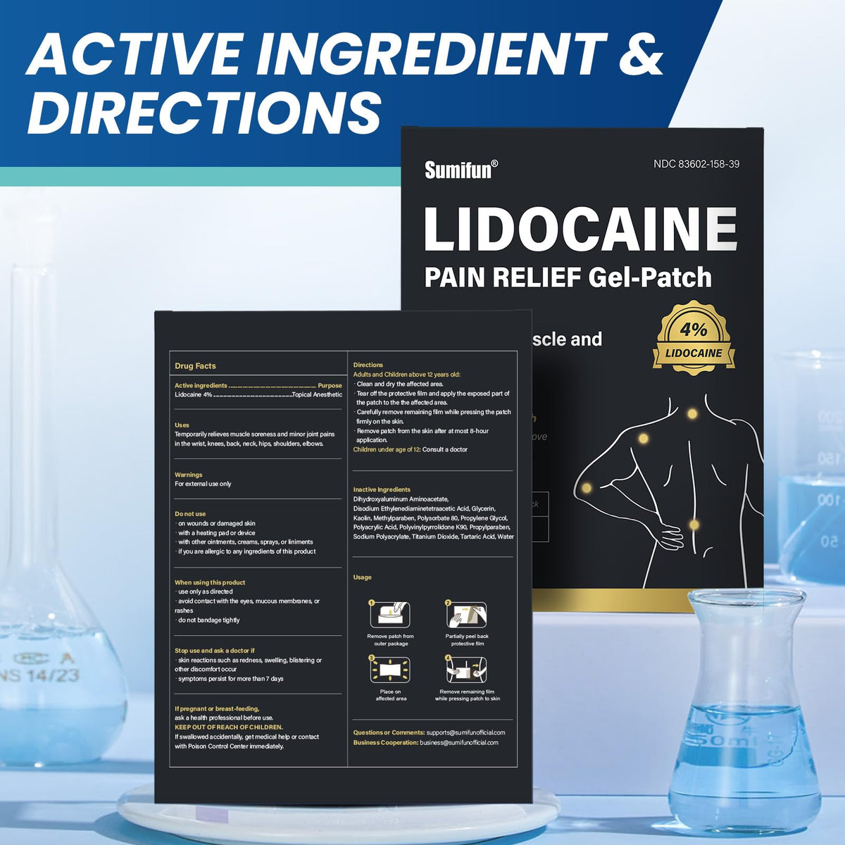 Sumifun 4% Lidocaine Patches,Maximum Strength Pain Relieving Patch Back, Shoulder, Joints, Knee Pain Relief and Muscle Soreness - 8 Hour Pain Relief (39 Count(Pack of 1)) SumifunBuy Supplements Australia