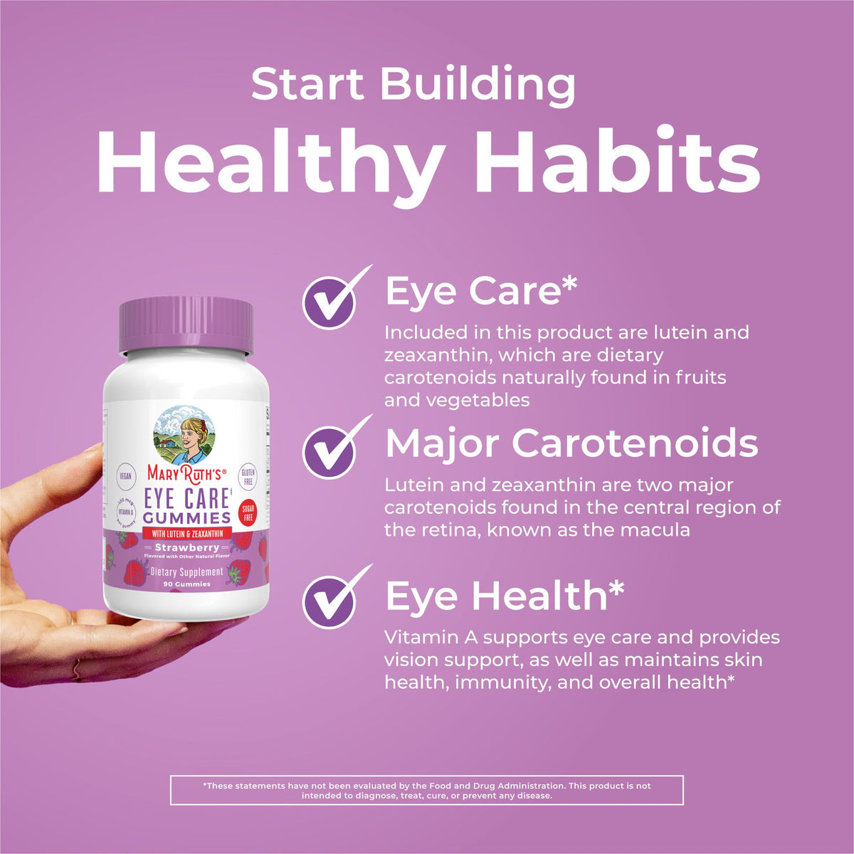 MaryRuth Organics Eye Care Gummies | Eye Health Vitamins for Adults and Kids | Lutein and Zeaxanthin Supplements | for Eyes | Vegan | Non-GMO | Gluten Free | 90 Count MARYRUTH'SBuy Supplements Australia