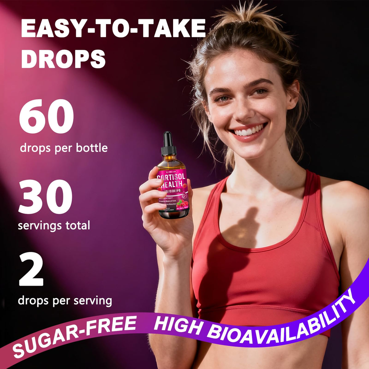 WellBloom Cortisol Reducer for Women & Men with Magnesium Glycinate, Ashwagandha, L-Theanine - Supports Stress Relief, Sleep & Heart Health, Nerves, Muscles - 2 Fl Oz WellBloomBuy Supplements Australia