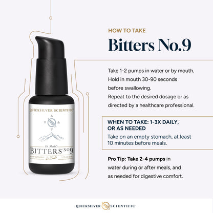 Quicksilver Scientific Dr. Shade's Bitters No. 9 - for Digestion - Fast Acting Liposomal Digestive Bitters with Milk Thistle, Burdock Root & Juniper Essential Oil - Digestive Support (50ml) Quicksilver ScientificBuy Supplements Australia