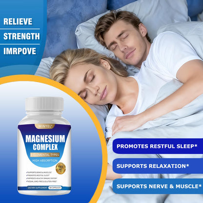 Magnesium Complex Supplement 8 Elemental 1000mg | Magnesium Supplement with Glycinate, Malate, Citrate | Sleep, Relaxation, Bone & Muscle | Vegan 90 Capsules WINYEL buy supplements Au