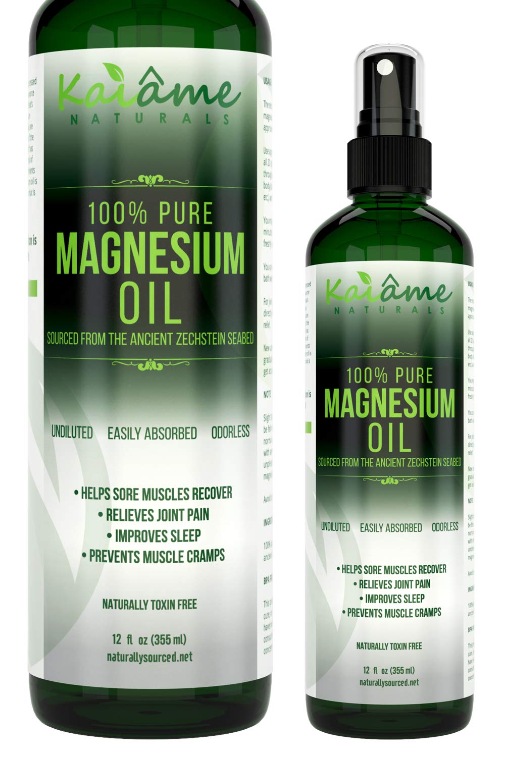 Kaiame Naturals Magnesium Oil Spray, Large 12 oz, Undiluted, Pure and Organic, Sourced from Ancient Zechstein Seabed Kaiame NaturalsBuy Supplements Australia