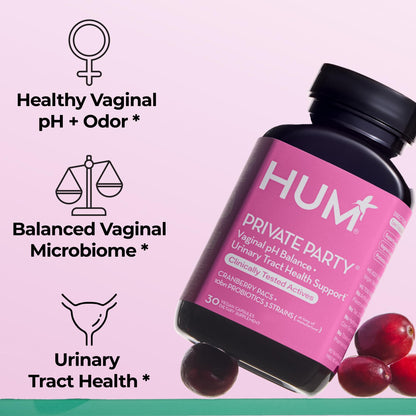 HUM Private Party Vaginal Probiotics for Women, pH Balance and Urinary Tract Support Vaginal Probiotic Supplement with Cranberry & Lactobacillus Blend, Women's Health Cranberry Pills, 30 Capsules HUMBuy Supplements Australia