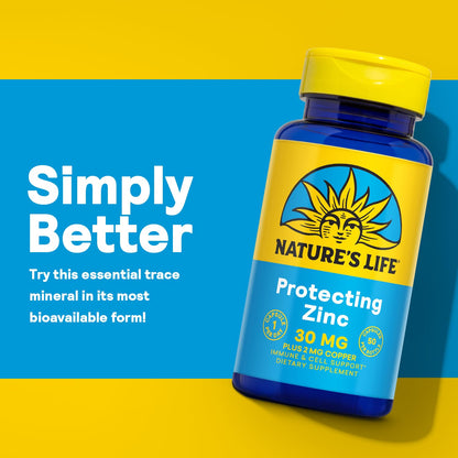 Nature's Life Zinc Picolinate 30mg Plus 2mg of Copper - Chelated Zinc Supplement for Immune, Cardiovascular, Skin, Cellular Function, and Muscle Support - 60-Day Guarantee - 50 Servings, 50 Capsules Nature's LifeBuy Supplements Australia