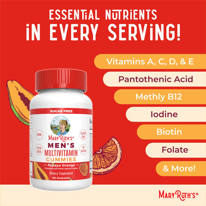 MaryRuth's Multivitamin Gummies for Men | Vitamin A, C, D, E, B6, B12, Biotin, Zinc | Energy Metabolism | Immunity | Bone Health | Cellular Health | Vegan | Non-GMO | Gluten & Sugar Free | 60 Count MARYRUTH'SBuy Supplements Australia