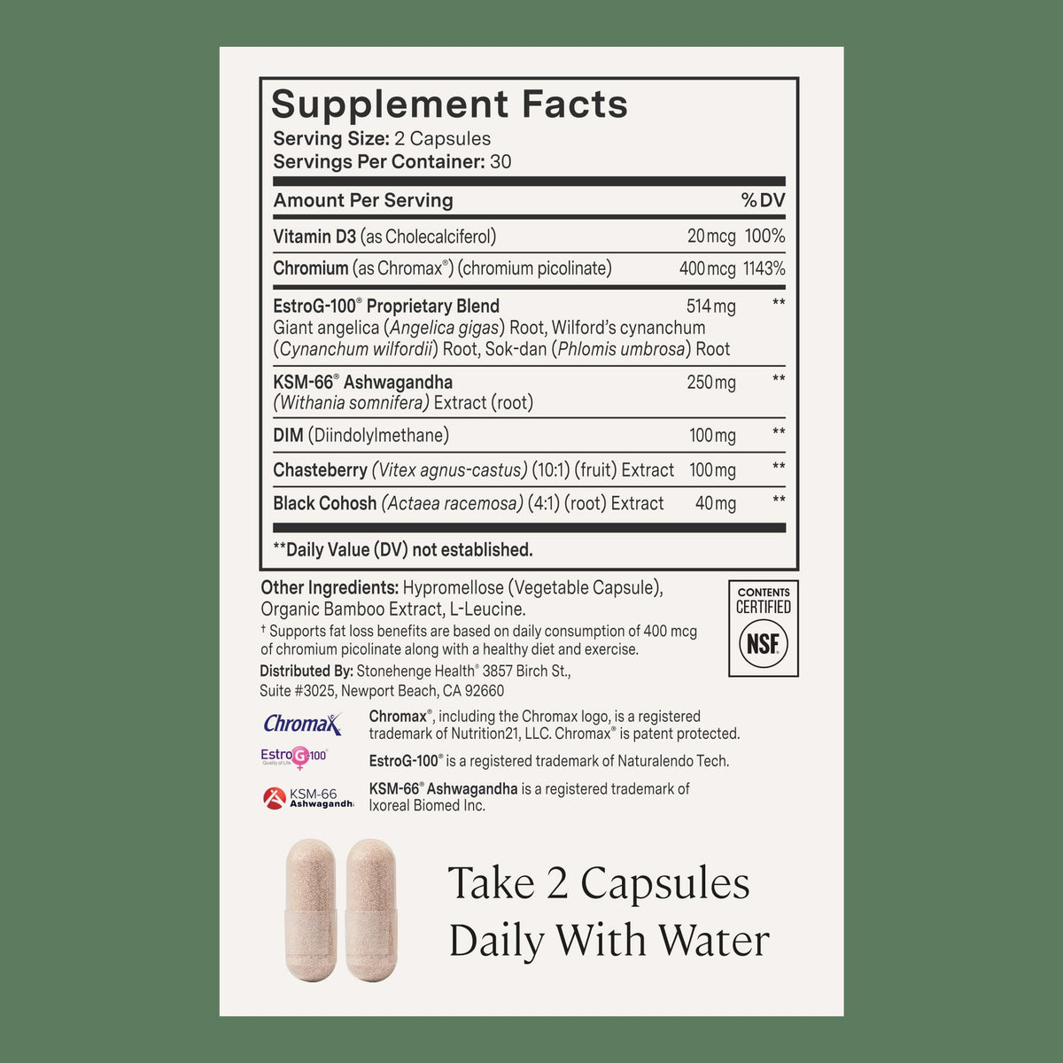 Stonehenge Health for Women Menopause Support for Peri + Menopause + Post - Mood, Energy, Stress, Hot Flashes, Night Sweats, Sleep & Cortisol, Chromax Chromium, Vitamin D3, KSM-66 Ashwagandha Extract Stonehenge HealthBuy Supplements Australia