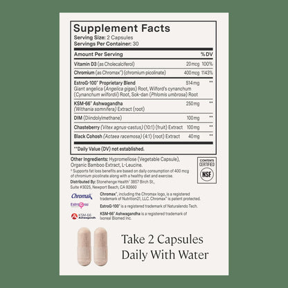 Stonehenge Health for Women Menopause Support for Peri + Menopause + Post - Mood, Energy, Stress, Hot Flashes, Night Sweats, Sleep & Cortisol, Chromax Chromium, Vitamin D3, KSM-66 Ashwagandha Extract Stonehenge HealthBuy Supplements Australia