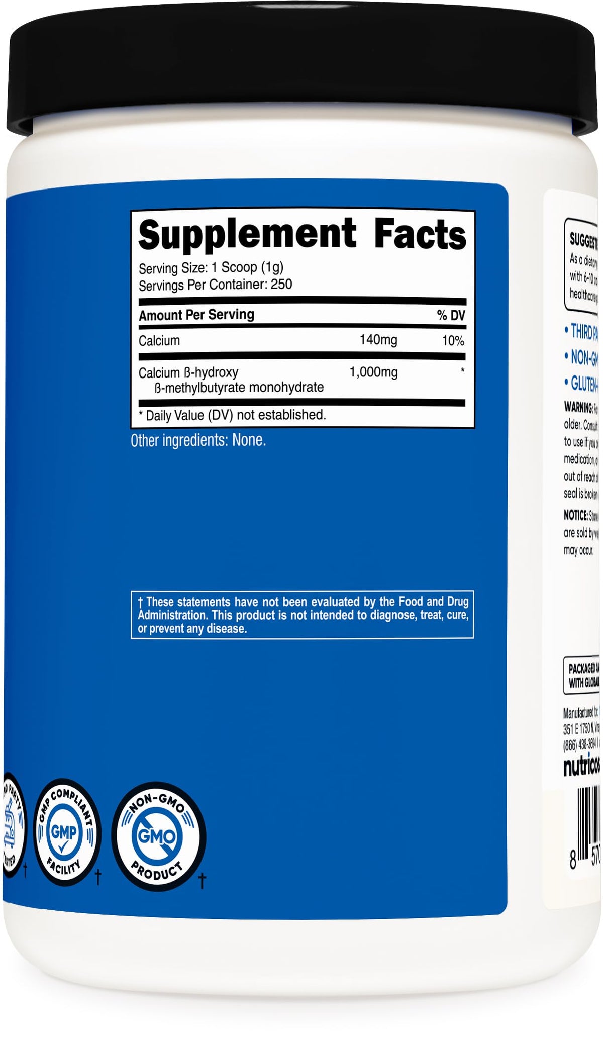 Nutricost HMB Powder (Beta-Hydroxy Beta-Methylbutyrate) 250 Grams - Gluten Free & Non-GMO NutricostBuy Supplements Australia