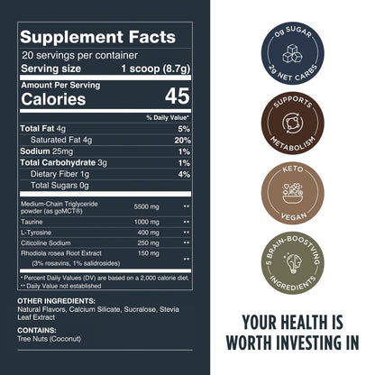 LIFESTACKS Focus Coffee Creamer for Energy & Clarity - MCT Powder + Nootropics + Adaptogens - Boost Productivity Without Jitters or Crash - Keto, Vegan, 0 Sugar - with Taurine, L-Tyrosine, Rhodiola LIFESTACKSBuy Supplements Australia