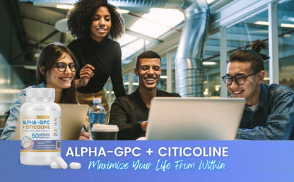 Maximize Within Alpha GPC + Citicoline 60 Ct, 1600mg Concentrated Formula- 99%+Highly Purified & Bioavailable Nootropic-Cognitive Enhancer, Supports Memory, Brain Function, Boosts Focus, Mood & Energy Maximize WithinBuy Supplements Australia
