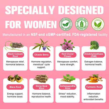 40-in-1 Menopause Supplements for Women, Multibenefit & Complete Black Cohosh for Hot Flashes, Night Sweats & Hormone Balance, w/ Probiotics, DIM, Vitex, Dong Quai, Red Clover and More, 120 Vegan Caps TotariaBuy Supplements Australia