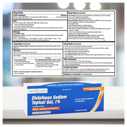GeriCare Topical Arthritis Pain Relief Gel Diclofenac Sodium 1% (NSAID) Hand Wrist Elbow Foot Ankle Knee Extra-Strength Pain Reliever- Anti-inflammatory Arthritis Pain Treatment, 3.53oz (2 Pack) GeriCareBuy Supplements Australia