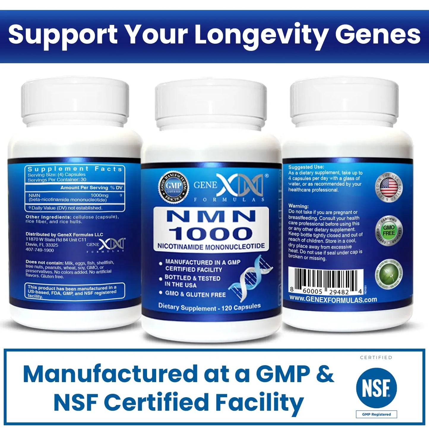 Genex Formulas NMN 1000mg - 99% Pure Shelf Stabilized Supplement Capsules for Increased NAD Levels & Healthy Aging, GMP Certified, 1000mg per Serving, 120 Capsules Genex FormulasBuy Supplements Australia
