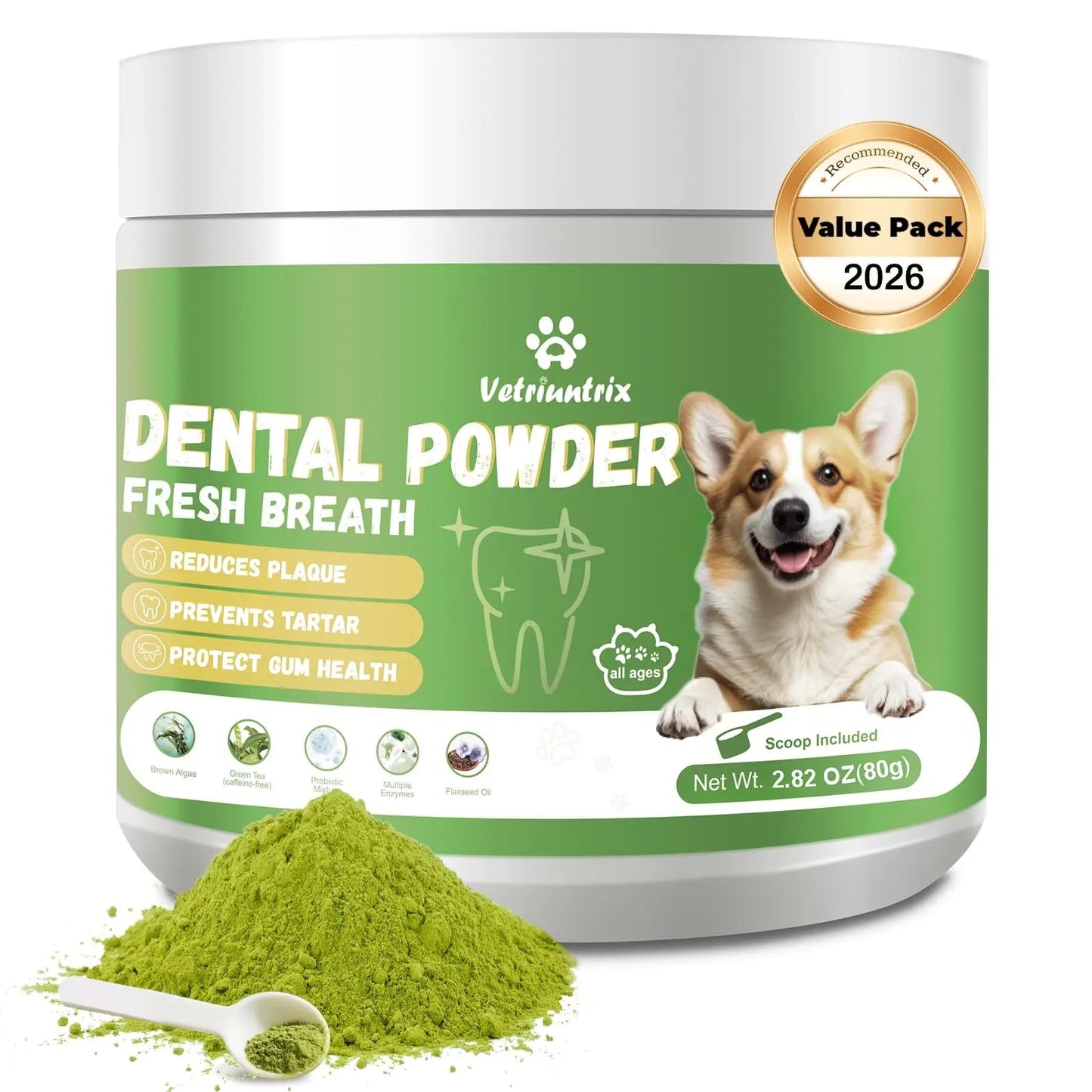 Vetriuntrix Dog Teeth Cleaning Powder, Dental Powder for Dogs Teeth Tartar Remove & Plaque Off, Fresh Breath for Dogs with Natural Plants Blend, Enzymes and Postbiotics, 80g VetriuntrixBuy Supplements Australia