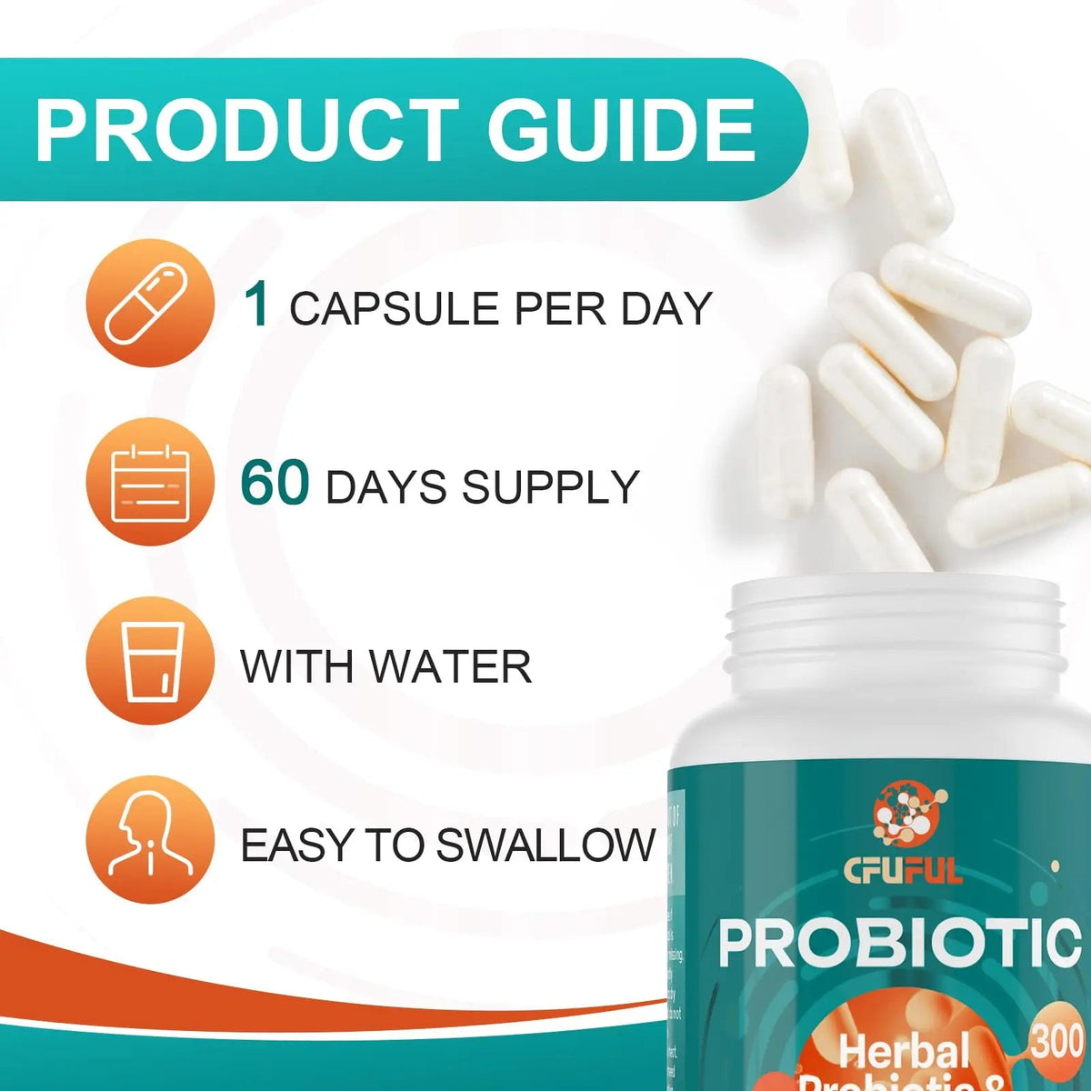 Probiotics for Women & Men - 300 Billion CFU, 24 Strains Probiotic + 15 Organic Herbs Prebiotics Blend, for Overall Digestive Gut Health, Immune, Constipation & Bloating, Shelf Stable - 4 Month Supply CfufulBuy Supplements Australia
