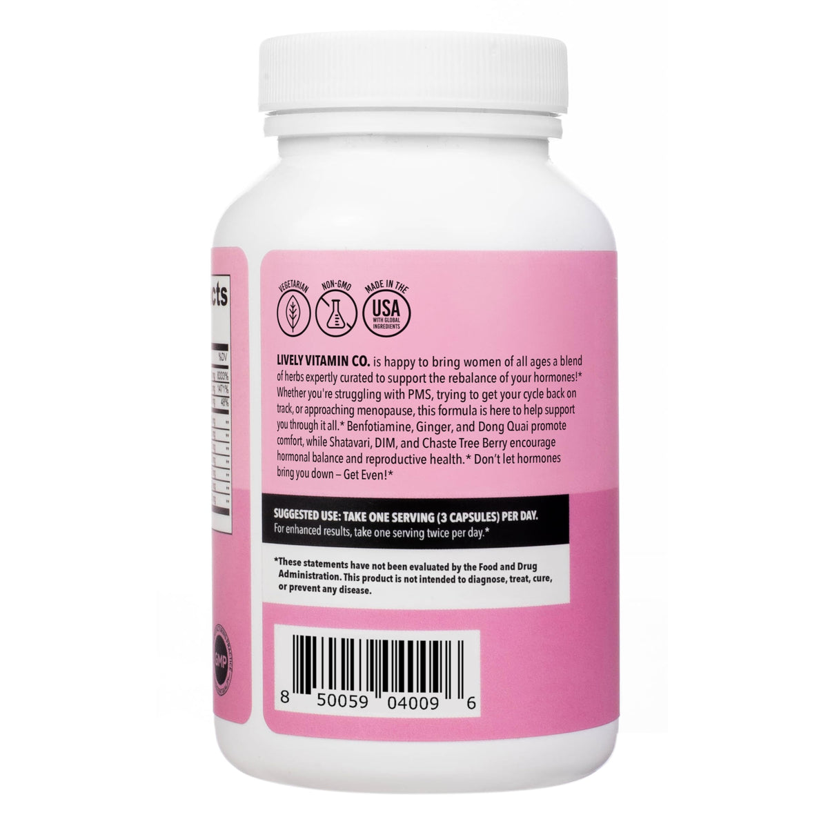 LIVELY VITAMIN CO. Get Even - Women's Hormonal Balance Blend - Helps Reduce Severity of Periods, PMS & Menopause - Eases Cramps & Bloating - Mood Regulation - Period Pain & Discomfort - 90 Count LIVELY VITAMIN COBuy Supplements Australia