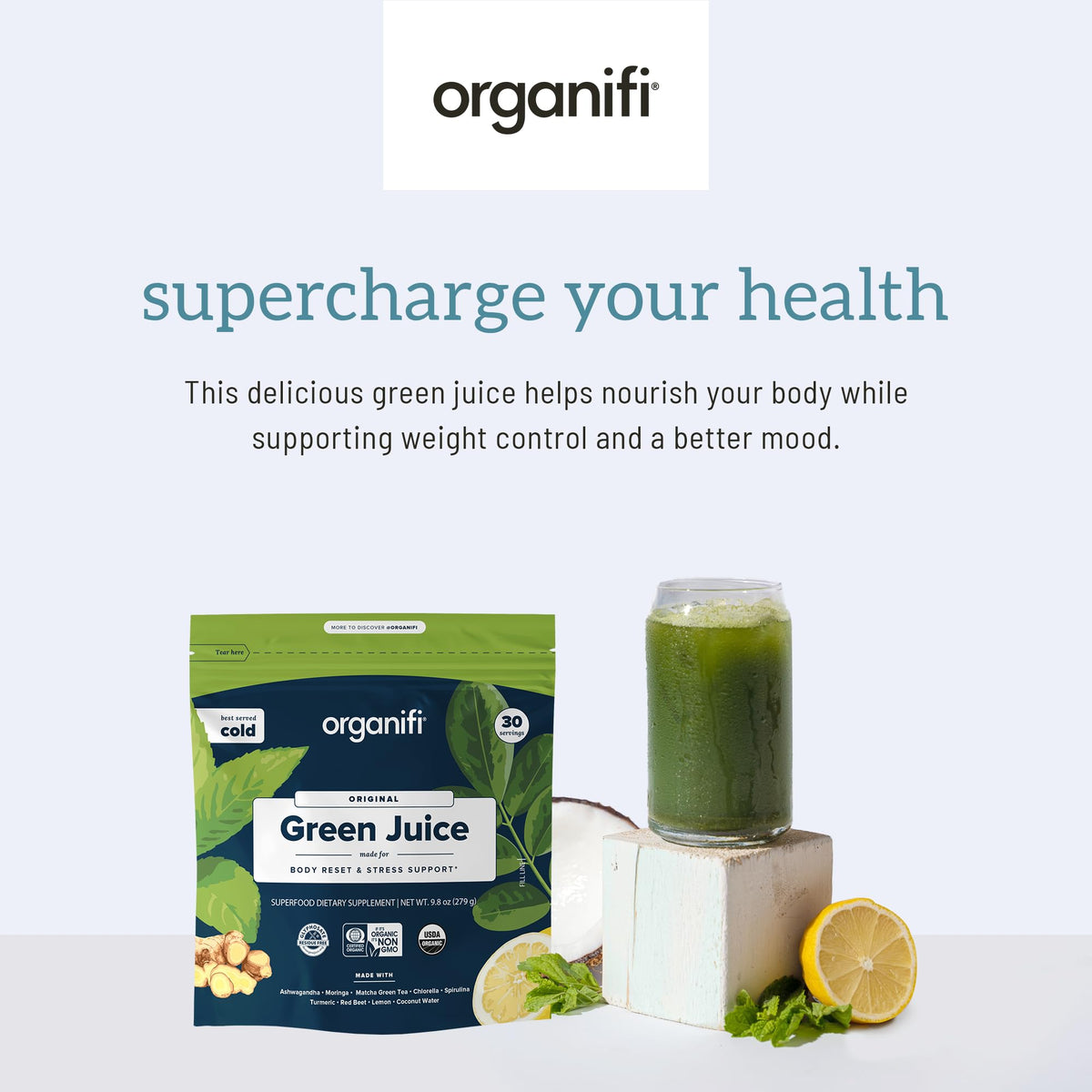 Organifi Green Juice - Powder Supplement with Organic Spirulina, Ashwagandha OrganifiBuy Supplements Australia