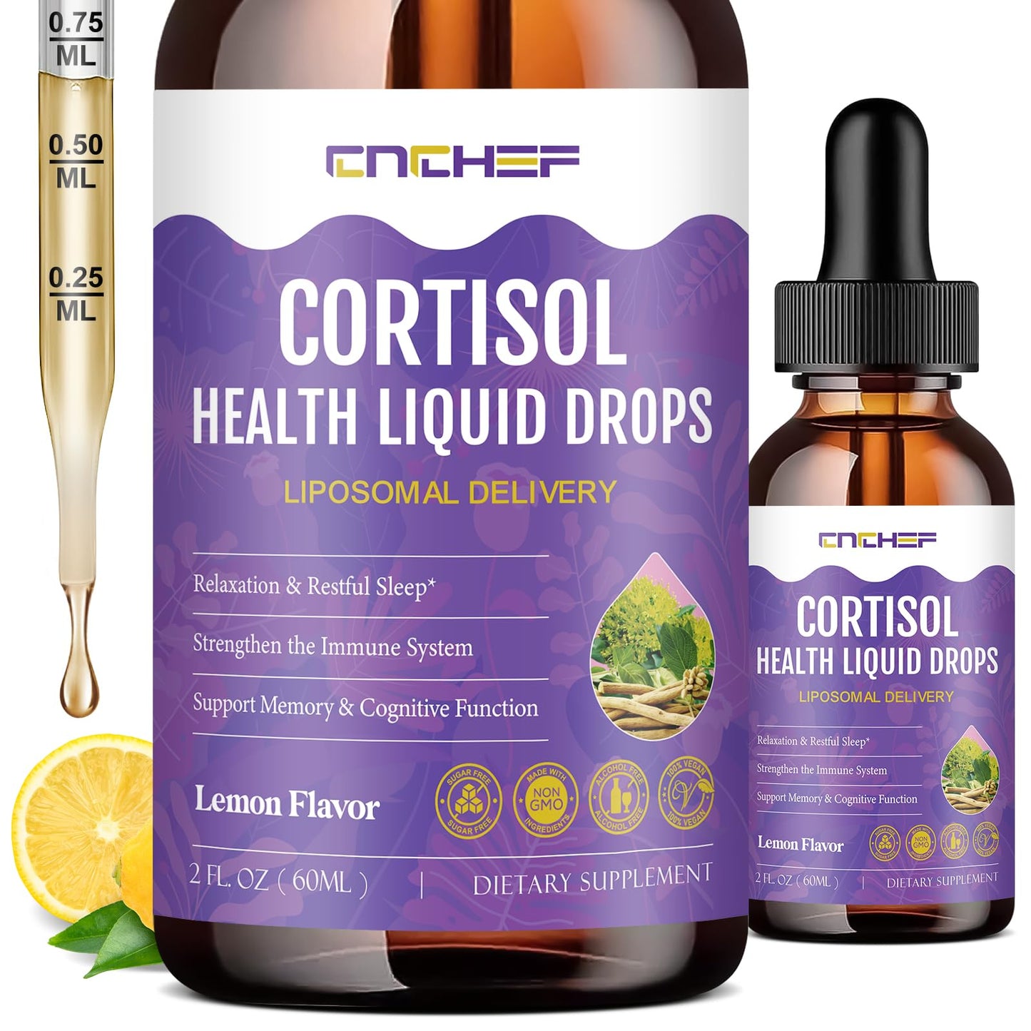Cortisol Supplement Liquid Drops, Hormone Balance for Women Men Cortisol Detox with Magnesium Glycinate, L-Theanine, Rhodiola Rosea, Ashwagandha, Phosphatidylserine, Mood Focus, Sleep Support, 2 Fl Oz CNCHEFBuy Supplements Australia