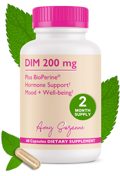 Amy Suzanne 200 DIM Supplement for Women - Estrogen Metabolism and Hormone Harmony for Menopause, Perimenopause & PMS Support - DIM Plus Bioperine for Mood Support - 60 Day Supply, Vegan Amy SuzanneBuy Supplements Australia