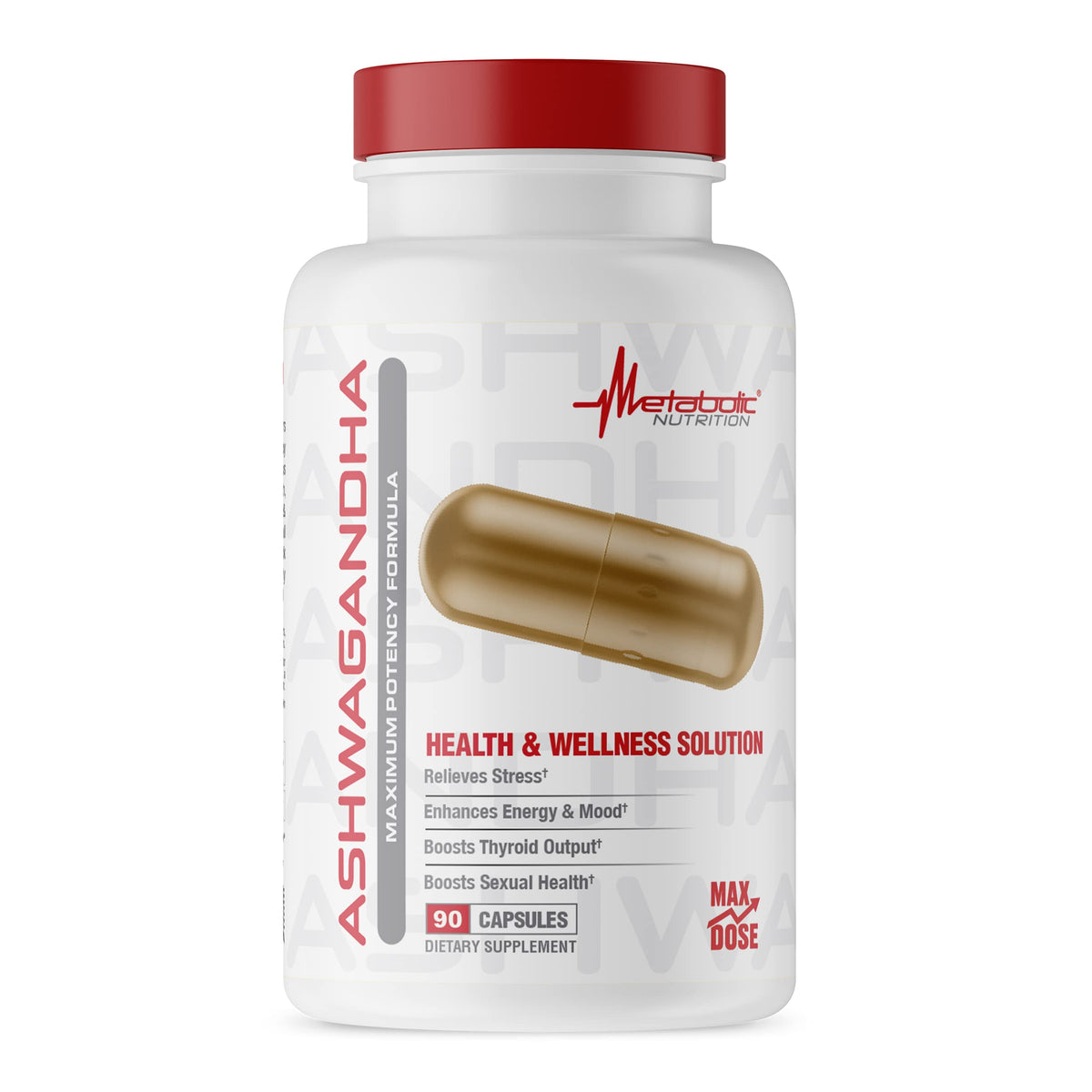 Metabolic Nutrition Ashwagandha 2200mg Made with Organic Ashwagandha Powder and Black Pepper Extract, 90 Vegan Capusles Metabolic NutritionBuy Supplements Australia