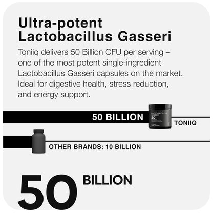 Lactobacillus Gasseri - Ultra High Strength 50 Billion CFU - Delayed Release Capsules - Made with Prebiotic Inulin Fiber - Supports Digestive Health & Gut Flora - Third-Party Lab Tested - 60 Capsules Toniiq buy supplements Au