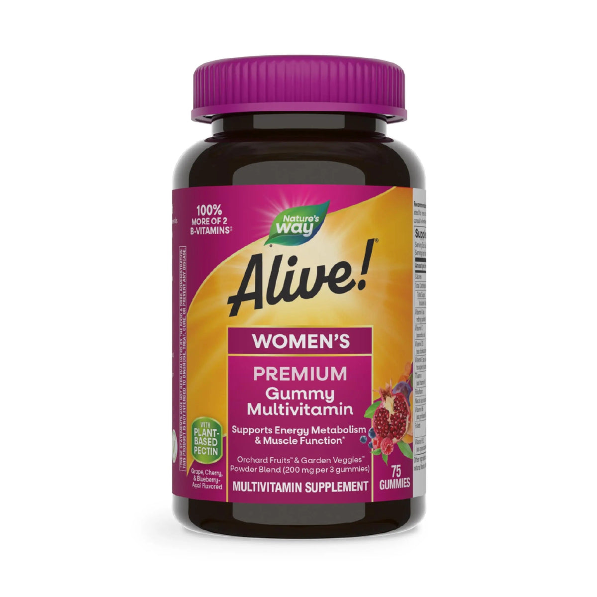 Nature’s Way Alive! Premium Women’s Gummy Multivitamin, Supports Energy Metabolism, Muscle Function*, B-Vitamins, Grape, Cherry, & Blueberry-Acai Flavored, 75 Gummies Nature's WayBuy Supplements Australia