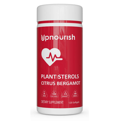 UpNourish Plant Sterols Citrus Bergamot Supplement for High Cholesterol with CoQ10, Omega 3, Olive Leaf, Turmeric Curcumin, Black Garlic and Niacin - 120 Softgels UpNourish buy supplements Au