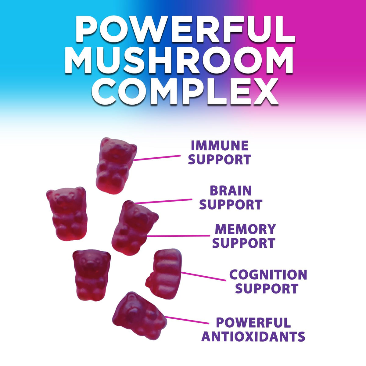 Mushroom Gummies Supplement 12 in 1 - High Grade Blend for Adults with Lions Mane, Reishi, Cordyceps, & Chaga Mushroom Complex Gummy, Memory & Immune Support & Nootropic Brain Supplements - 60 Gummies Nature's NutritionBuy Supplements Australia