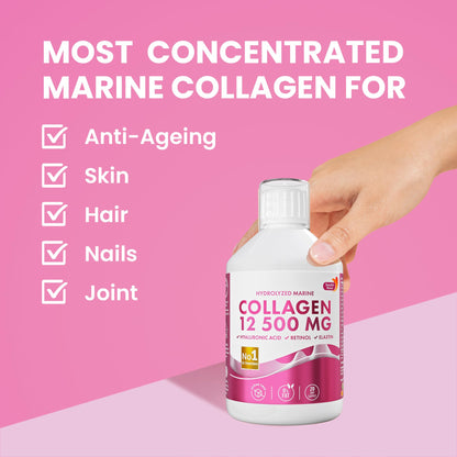 Swedish Nutra 12,500mg Liquid Marine Collagen Hydrolyzed Peptide (Type 1 & 3) | 20 Day Supply, 500 ml | Hyaluronic Acid, Biotin & Vitamins for Hair, Skin, Nails & Joints | For Men & Women | Sugar Free Swedish Nutra buy supplements Au